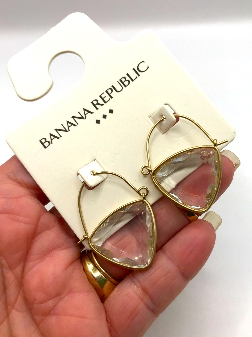 Banana Republic Gold-Tone Clear Triangle Drop Earrings